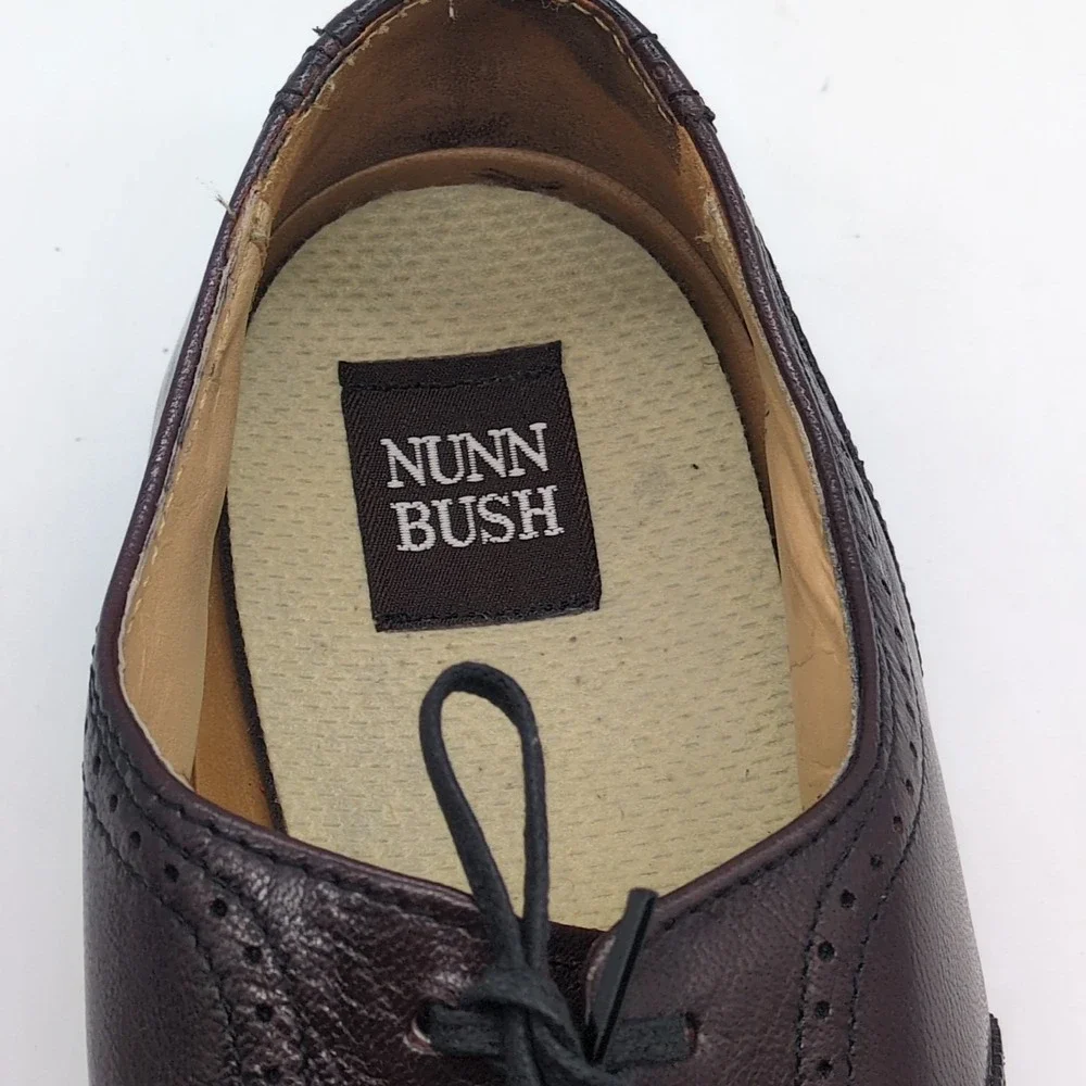 Nunn Bush Shoes Mens‎ Brown 12 Leather Wingtip Oxfords Dress Lace Up 73902